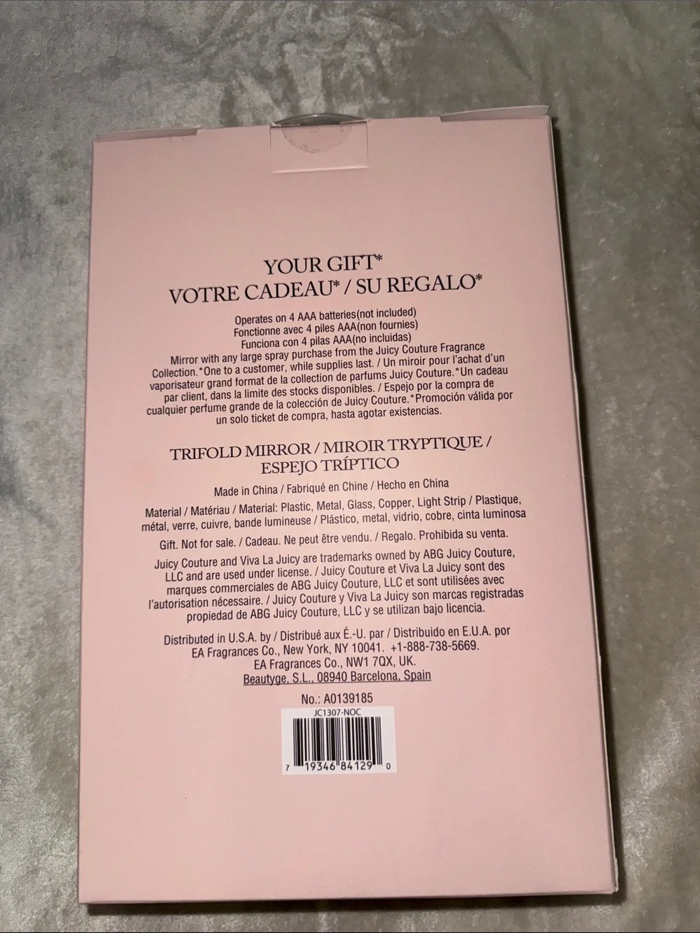 Juicy Couture Soft Pink Trifold Makeup Mirror